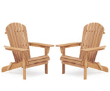 Lounge Patio Chair For Garden Outdoor Wooden Folding Adirondack Chair (Set of 2) Solid Cedar Wood Lounge Patio Chair For Garden