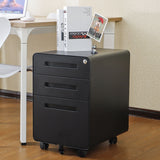 3 Drawer Mobile File Cabinet Under Desk Office, Simple Style Versatile Storage Cabinet For Legal / Letter / A4 Files, 5 Wheel Design Anti-Tilting Cold Rolled Steel Waterproof Moisture-Proof