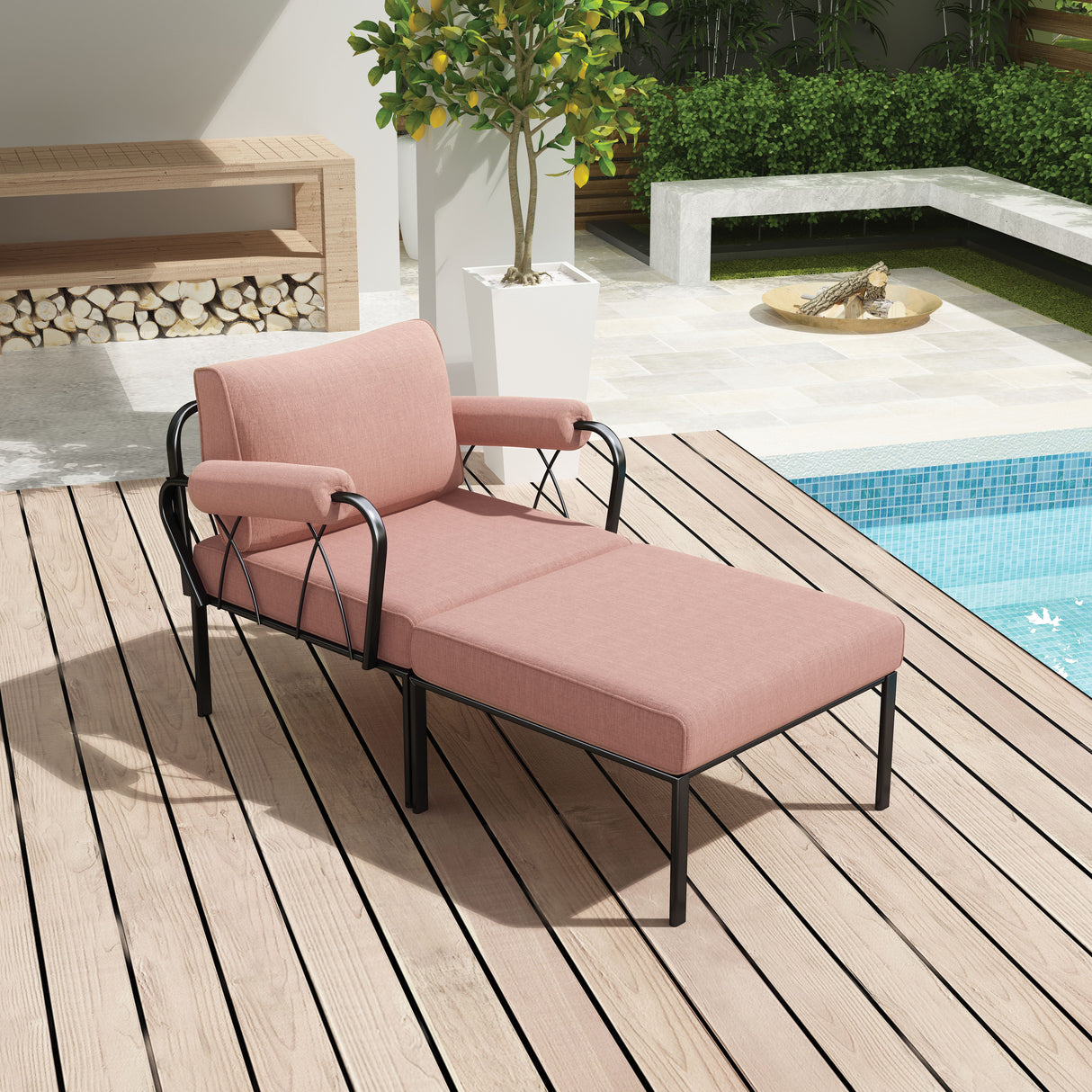 Rajni - Patio Set (1 Armed Chair, 1 Ottoman)