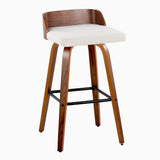 Maya - Mid Century Modern Fixed Height Barstool With Swivel And Square Footrest (Set of 2)