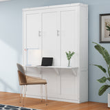 Full Size Murphy Bed with Desk Combo, White