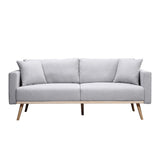 Easton - Linen Fabric Sofa With USB Charging Ports Pockets And Pillows