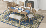 TREXM 6Pc  Dining Set (Natural Wood Wash)