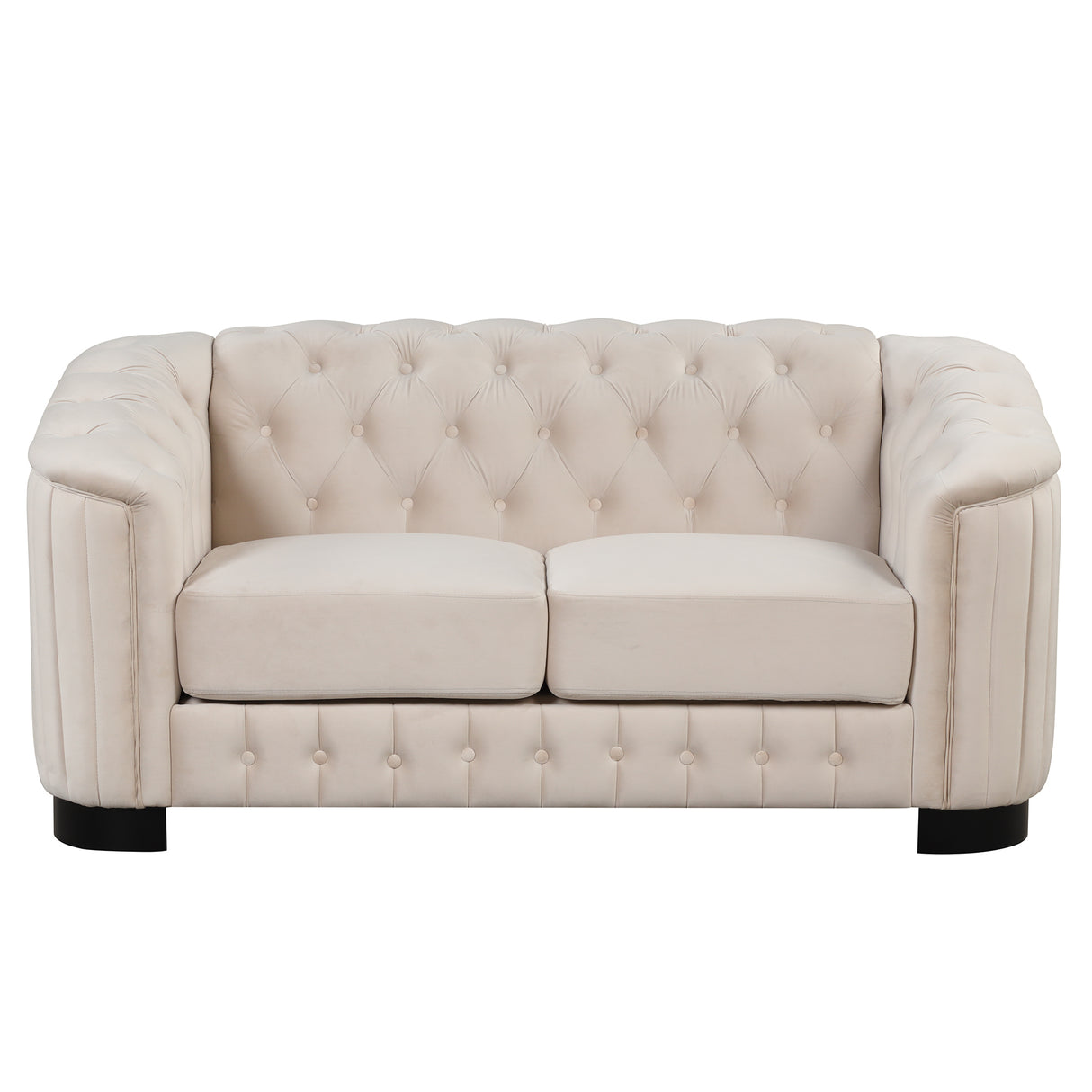 Modern 3-Piece Velvet Upholstered Living Room Set Including Sofa, Love Seat and Chair, Beige