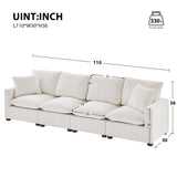 Modern Chenille  Modular Sofa with 2 Pillows - White