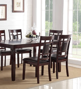 7pc Dining Set with Upholstered PU Chairs - Espresso