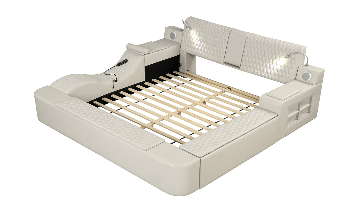 Smart Multifunctional Queen Size Bed - Beige