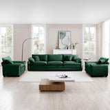 3 Piece Living Room Set in Corduroy Fabric - Green