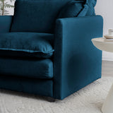 Modern Extra Deep Living Room Set Including Sofa, Love Seat and Chair - Blue Chenille