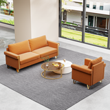 2 Piece living Room Set with Sofa and Chair, Orange Velvet