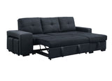 Lucas - Linen Sleeper Sofa With Reversible Storage Chaise - Dark Gray