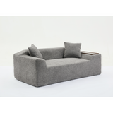 2 Piece Boucle Cloud Living Room Set with 2 Trays - Dark Gray