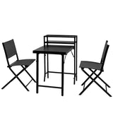 3 Piece Patio Bistro Set, Patio Set Of Foldable Patio Table And Chairs, Outdoor Patio Furniture Sets - Black