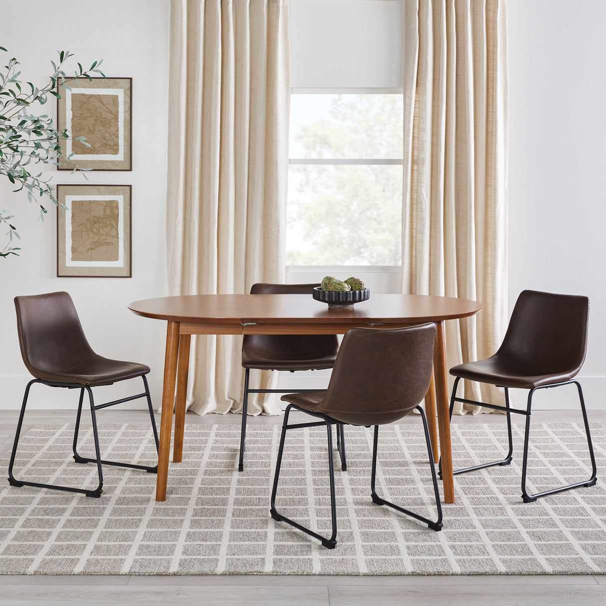 Mid-Century Damsel Extension Dining Table With Removable Leaf - Caramel