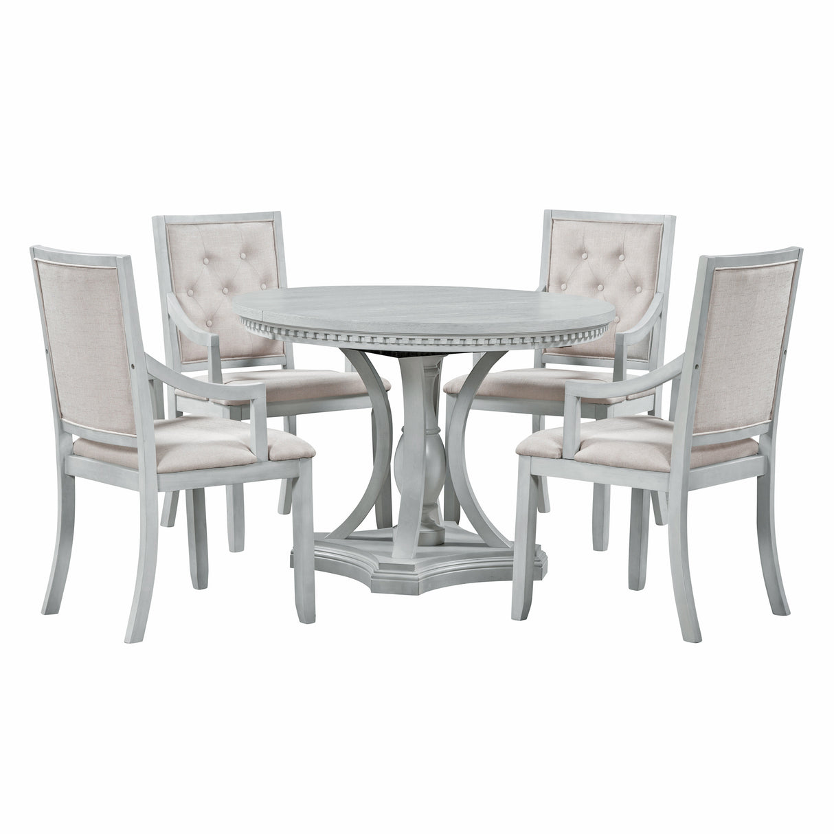 TREXM Retro 5-piece Dining Set with One Leaf (ANTIQUE GRAY OAK)