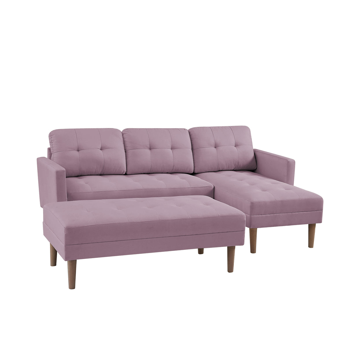 Sofa Chaise with Ottoman - Pink