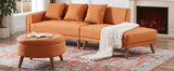 107" Contemporary Sofa with a Round Storage Ottoman and Three Removable Pillows - Orange