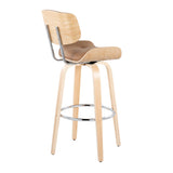 Lombardi - Mid Century Modern Fixed Height Barstool With Swivel With Round Footrest (Set of 2)