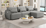 113.3" Modular Sectional Sofa with Ottoman, USB and USB-C Ports, Gray