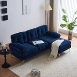 83" Modern Velvet Sofa Chaise - Blue