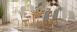 TREXM 7-Piece Farmhouse Dining Set With 6 high-back Chairs f (Natural Wood Wash)