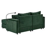 72.8" Modern Style Loveseat with Storage Space, Movable Ottoman, Two USB Ports, Two Cup Holders and Phone Holder - Green