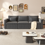 Modern Cotton Linen Modular Sectional Sofa, with Pillows - Dark Gray