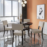 5 Piece Round Dining Table With Bottom Shelf, and 4 Upholstered Chairs - Espresso