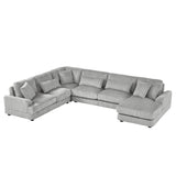 129" Oversized U-shaped Sofa Sectional in Soft Corduroy with a Chaise Lounge , Grey