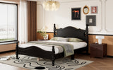 Full Size Wood Platform Bed With Slat Support, Black