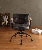 Hallie - Vintage Top Grain Leather Office Chair - Black