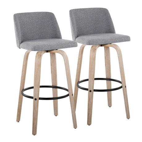 Toriano - Mid-Century Modern Fixed Height BarStool With Round Footrest (Set of 2)