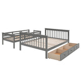 Twin Over Full Stairway Bunk Bed With Drawer, Storage And Guard Rail For Bedroom, Dorm, For Adults