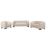 Modern 3-Piece Velvet Upholstered Living Room Set Including Sofa, Love Seat and Chair, Beige