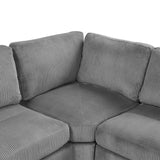 121.3" Modular Sectional Sofa with Two Movable Ottomans, Gray