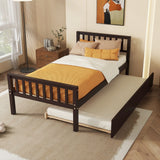 Twin Bed With Trundle, Platform Bed Frame With Headboard And Footboard, For Bedroom Small Living Space, No Box Spring Needed