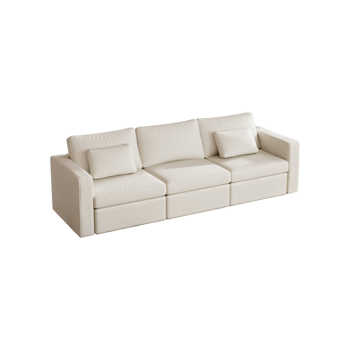 Linen L-Shapel Sofa with Pillows - Off White