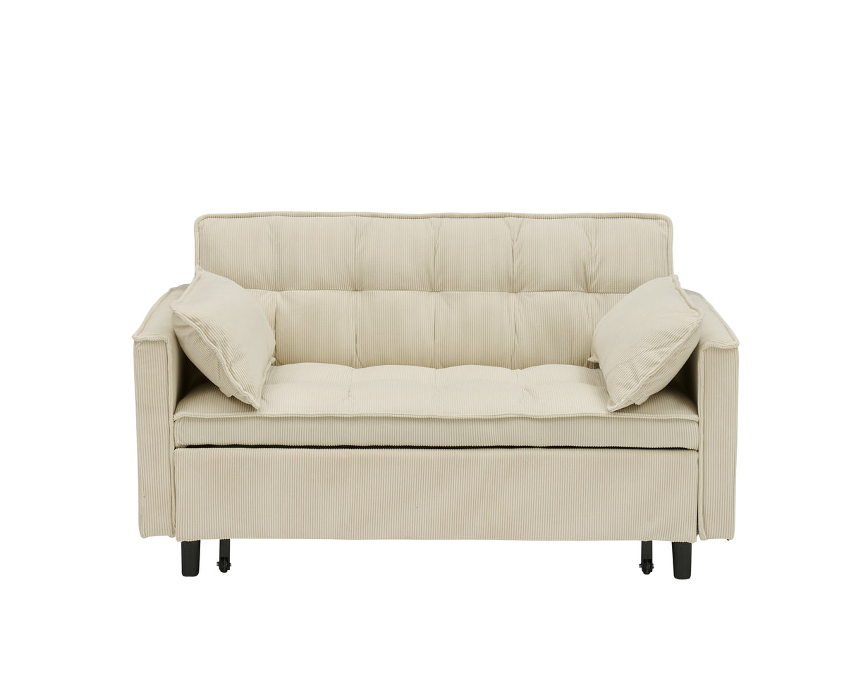 54.30-inch Love Seat with Pull Out Bed - beige