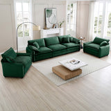 3 Piece Living Room Set in Corduroy Fabric - Green