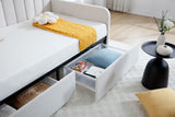 Flora - Upholstered Daybed With 2 Drawers Ribbed Tufted Backrest in Lavish Modern Design