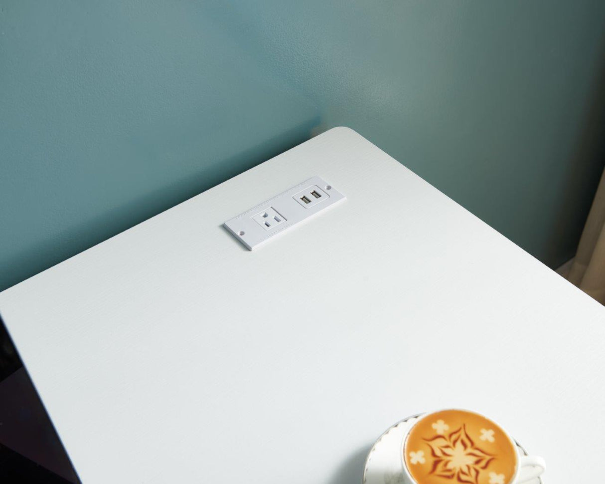 Computer Desk Writing Desk With One Drawer, Metal Legs And USB Outlet Port