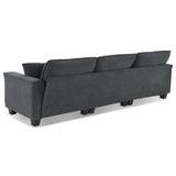 Modern Sectional Sofa with Pillow sand Ottoman - Dark Gray