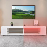 High Gloss LED TV Stand With Storage  - White