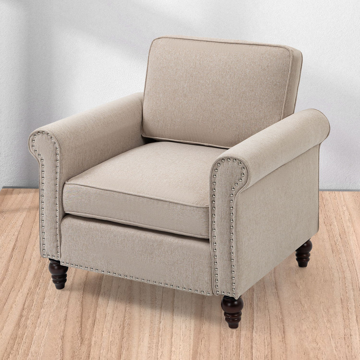 Modern Upholstered Accent Chair - Light Beige