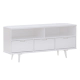 Mid-Century Modern Minimalist 3 Drawer Corner TV Stand For TVs Up To 58 - White