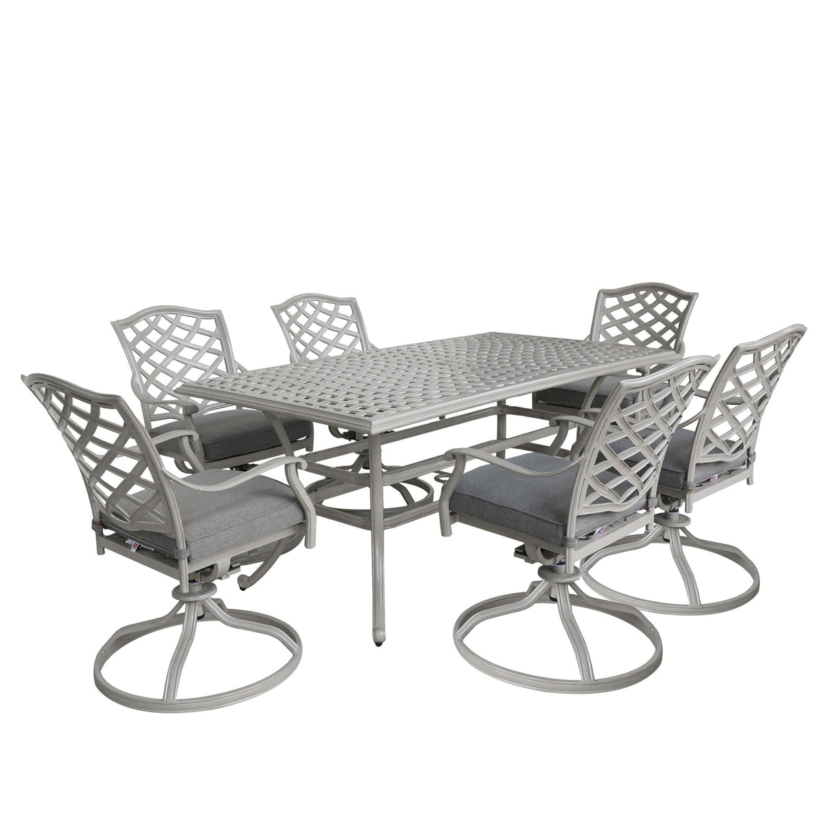 Modern 7 Piece Aluminum Dining Set With Swivel Chairs - Basalt