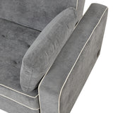 Upholstered Loveseat with Pull Out Sofa, Two Throw Pillows, Dual USB Charging Port And Adjustable Backrest - Gray