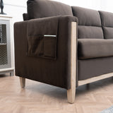 79.5" Comfortable Solid Wood Sofa with Soft Cushion" - Brown