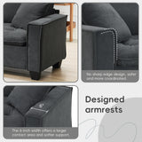 Modern Sectional Sofa with Pillow sand Ottoman - Dark Gray