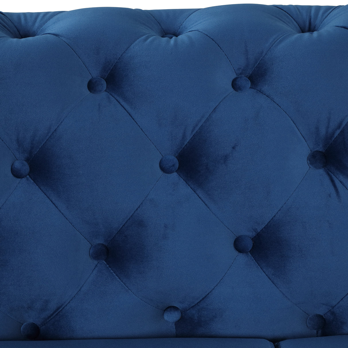 85.5" Velvet Upholstered Sofa with Sturdy Metal Legs, Blue